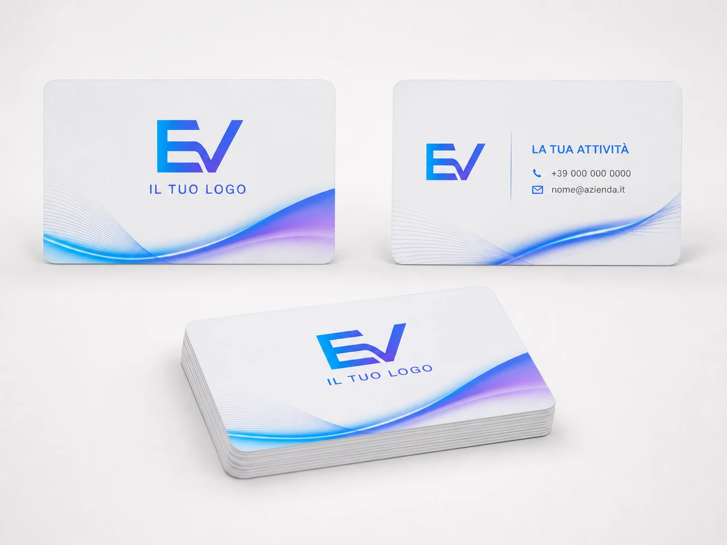Card PVC Esposito Visual complete, interamente visibili con fronte, retro e spessore dimostrativi