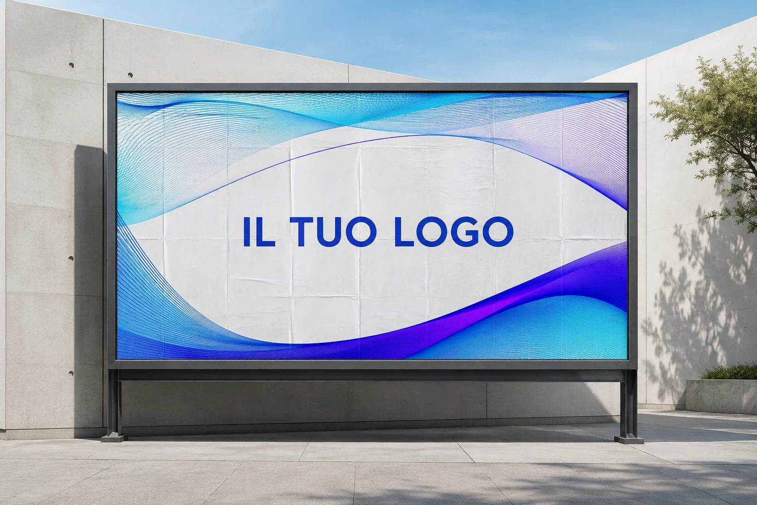 Manifesto sei per tre completo su impianto dimostrativo con dicitura Il tuo logo